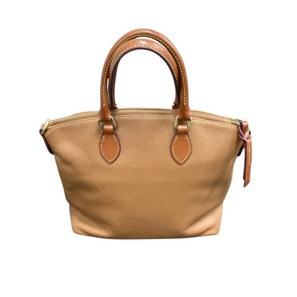Dooney &Bourke Handbag Women’s 1Size GenuineLeather Logo 2 Handles Zipper Camel - Picture 2 of 10
